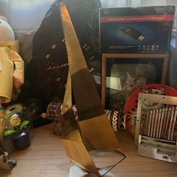 Vintage 60s DeMott MCM Brass Brutalist Metal Sailboat Onyx Rock Sculpture 18” H