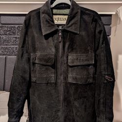 Vintage Wilson's M. Julian Suede Leather Jacket Men's Medium Black Drawstring Bungee sleeves