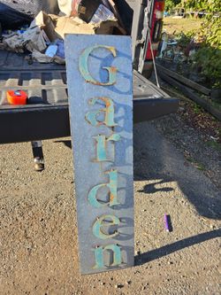 Large Vertical Metal 3D "Garden" Sign