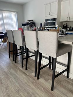 Set of 4 Upholstered Bar Stools