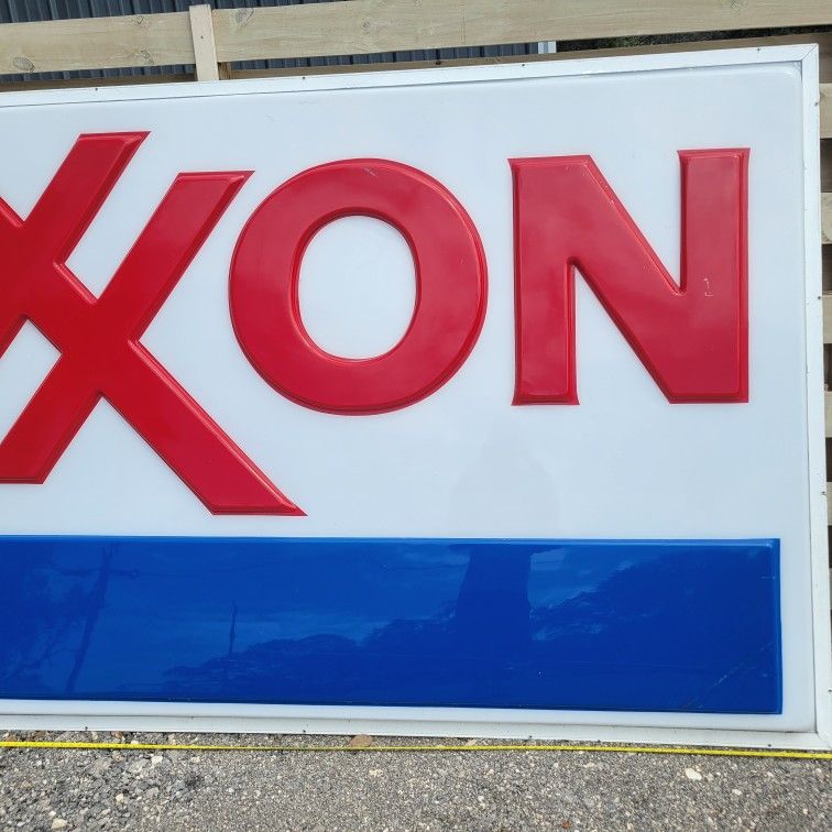 Vintage EXXON Gas Station Sign Embossed Plastic/Acrylic 11ft x 6ft