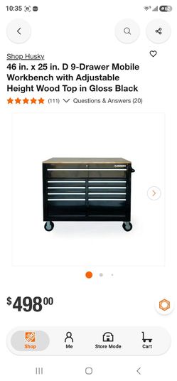 Husky 46in 9-Drawer Mobile Workbench Gloss Black