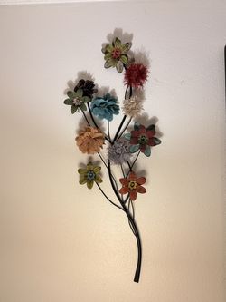 Metal Floral Wall Art Pieces - x2