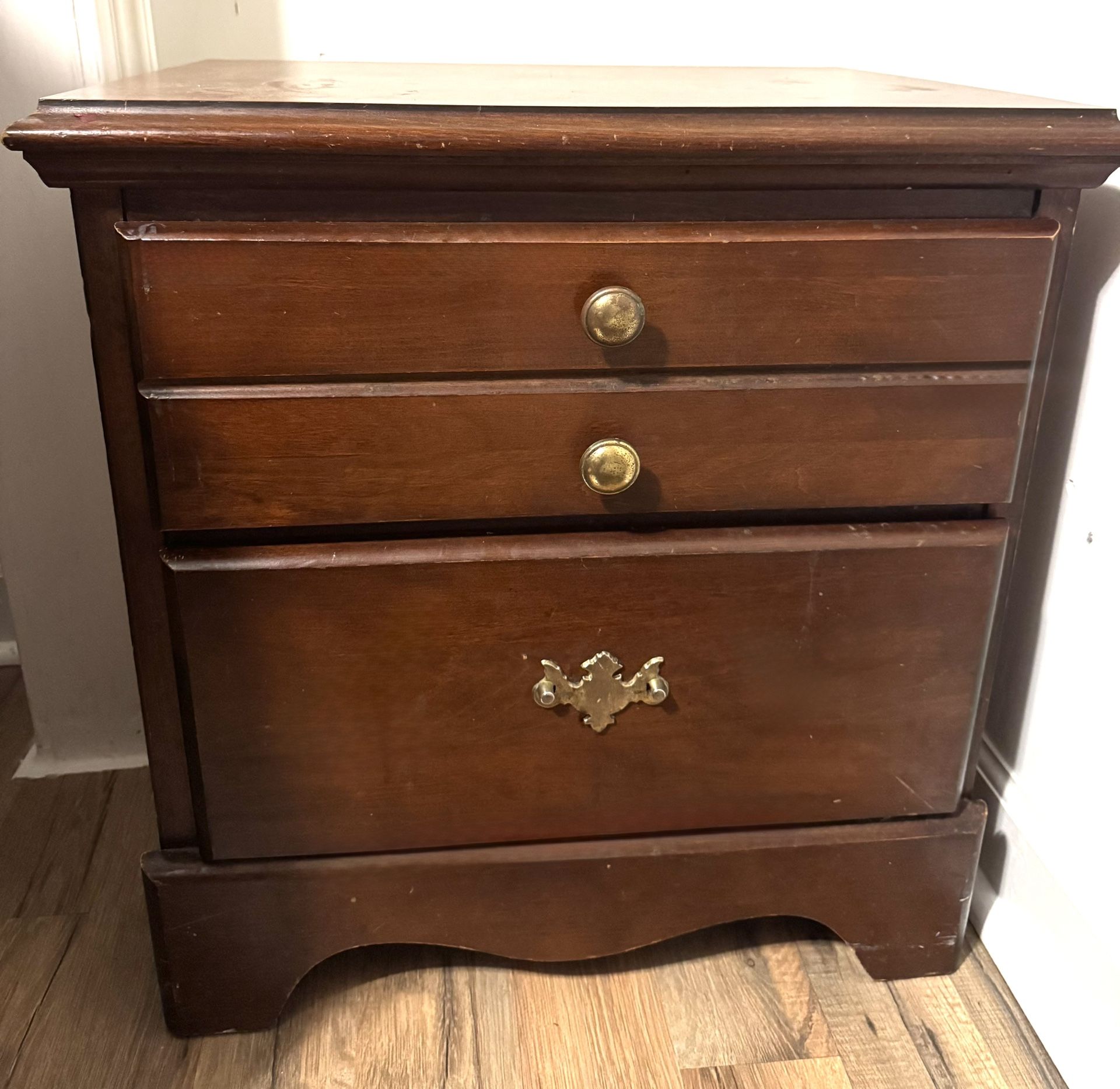 Wooden Night Stand With Drawers