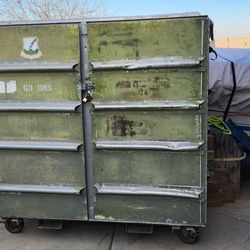 Vintage U.S. Air Force Industrial Steel Rolling Cabinet – 5’x5’ – Original Military Markings