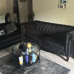 Black Suede Sofa Set