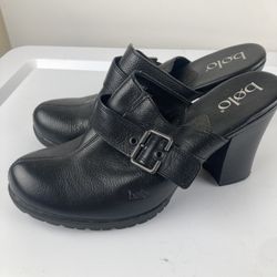 BOLO by BORN Black Leather Clunky Mules size 9 women’s