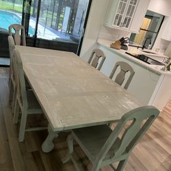 6 Chair Dinning Room Table Solid Wood 