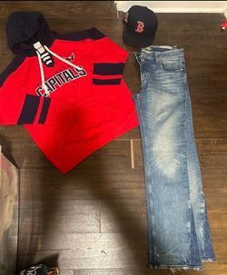 Hoodie large , Hudson jeans 33, adjustable cap (new )