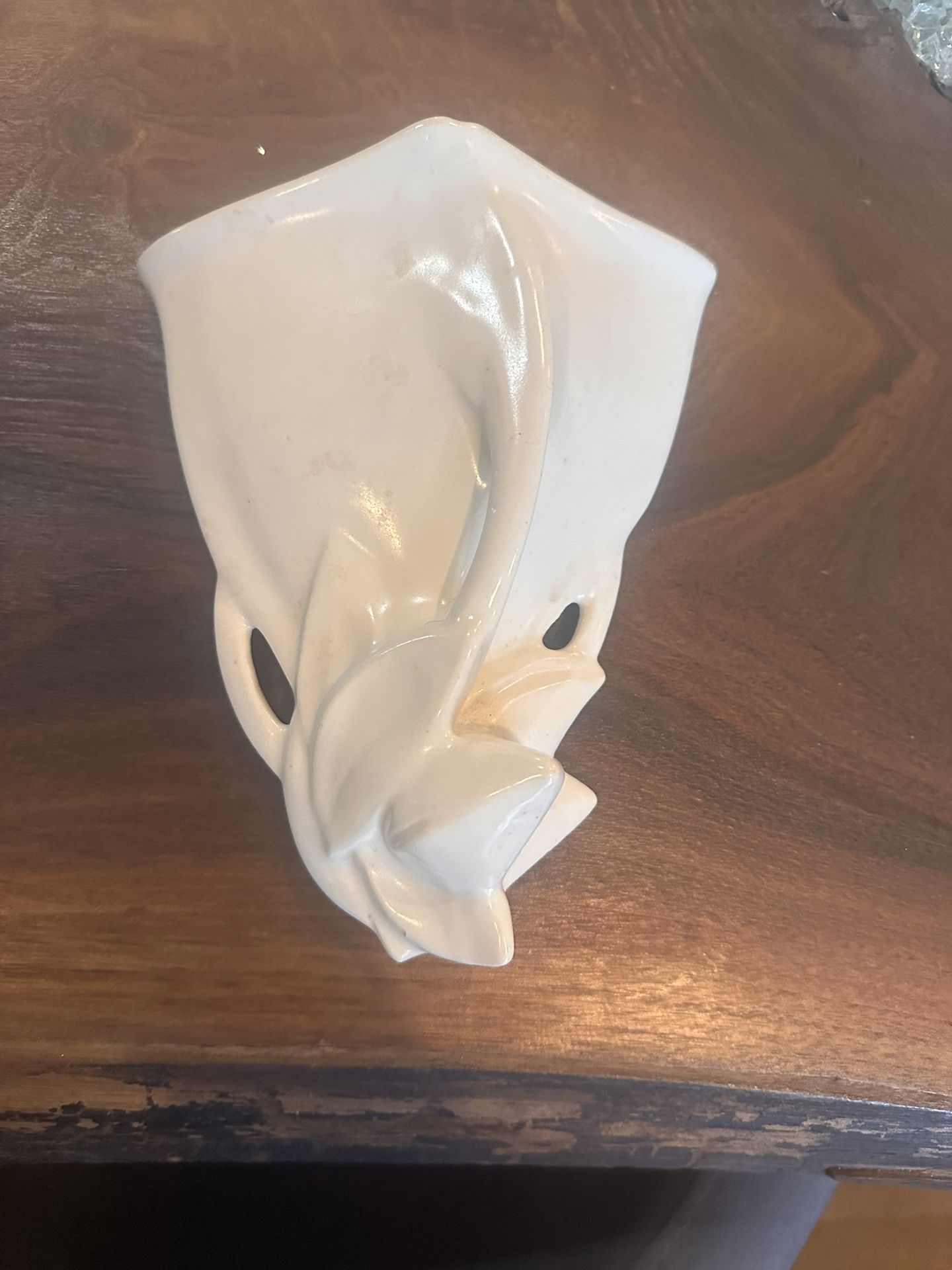 Large Nelson McCoy Pottery White Lily Wall Pocket - 8 inches