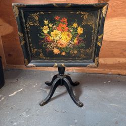 Antique Floral Oil Painted Table