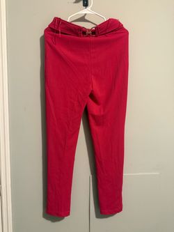 Hot Pink Slim Pants with Gold Hardware