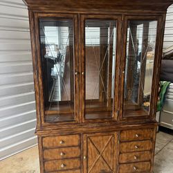 Solid Wood China Hutch And Table 