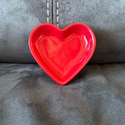 Small Red Heart Tray Plate For Rings Jewelry Coins Etc.