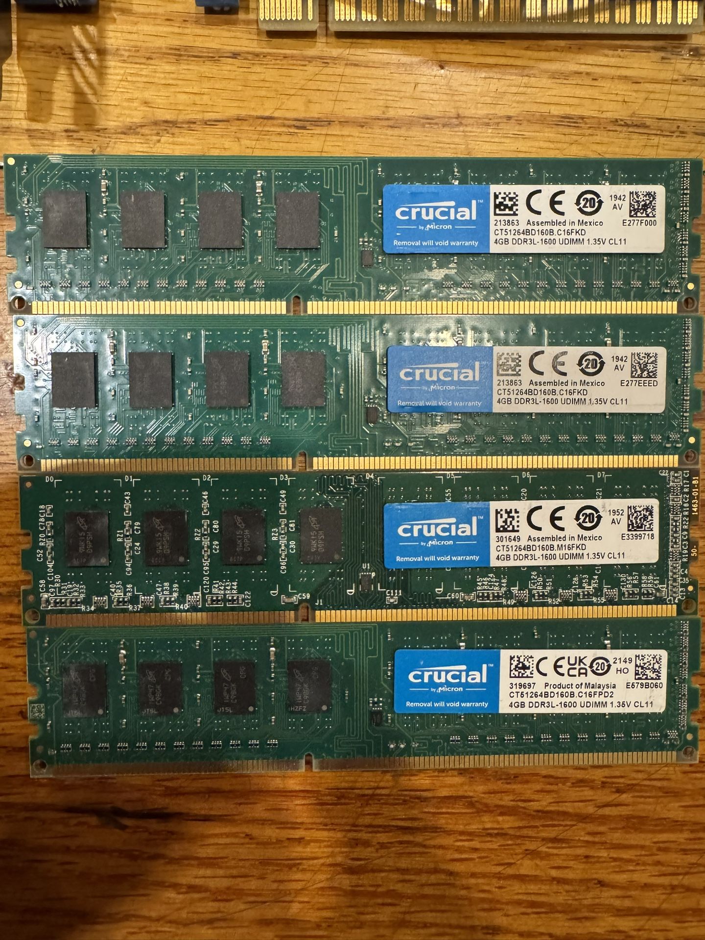 Crucial 16GB DDR3 Ram Memory Kit 1600MHz 4x4GB CL11 Ram