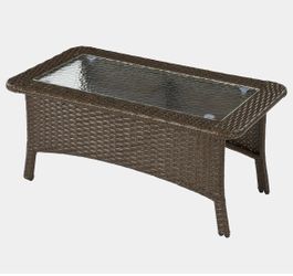 Outdoor Wicker Coffee Table with Glass Top