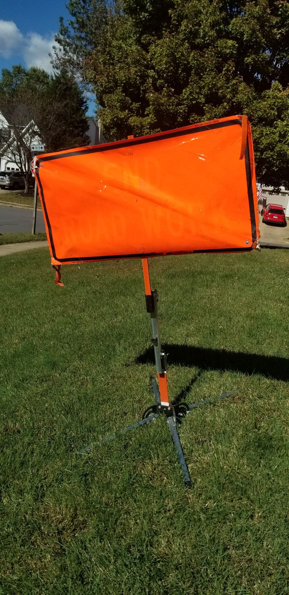 Portable road sign.