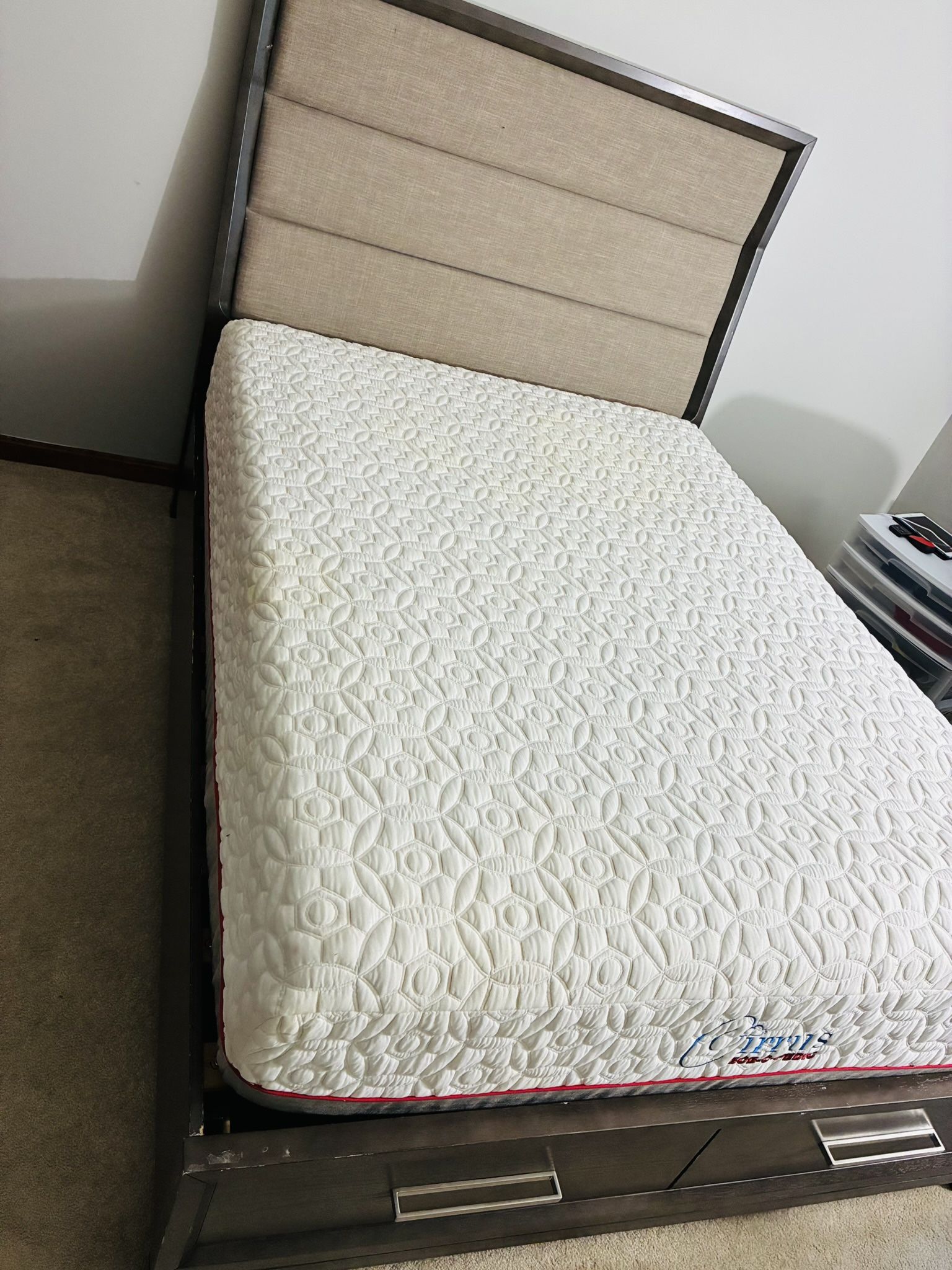 Queen Upholstered Bed with Storage Drawers