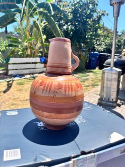 Mexican handcrafted terracotta botellón de barro water jug