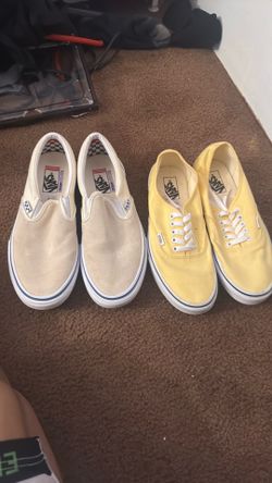 Van, Shoes,  Color beige and  the other  light yellow color