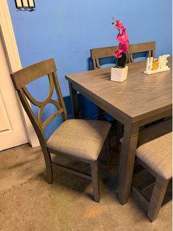 🏡 Gray New Dining Table Set- Seats 6