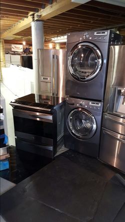 Blow Out Sale Warehouse Full Of Nice Lightly Used Refurbished Reconditioned Certified Appliances Washer Dryer Refrigerator Oven Stove Stackable starti