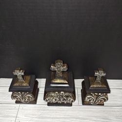 Home Decor Religious Decorative Cross Trinket Jewelry Box Set Of 3