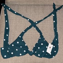 New Shade & Shore Bikini Top Medium Polka Dot Teal/Jungle Green