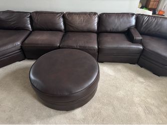 Extra large brown leather sectional