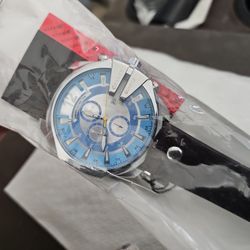 Mens Dress Watch Blue And Silver Fashion