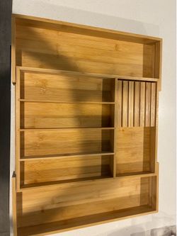 Adjustable Bamboo Kitchen Utensil Holder with Knife Block