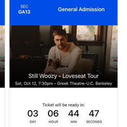 Still Woozy Concert Tickets 10/12/24 Los Angeles