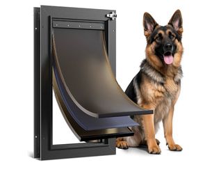 All Aluminum 3 Flaps Insulated Dog Door for Door ** (160) (Large) Pets Up to 110lbs, Insulated Flap, Durable Rust Resistant, Energy-Efficient, Dustpro