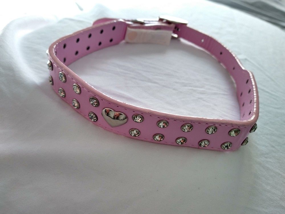 Pink Rhinestone Dog Collar Size Large