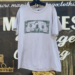Vtg Columbus Day Sucks Native American 50 Dollar Bill Distressed T Shirt Large