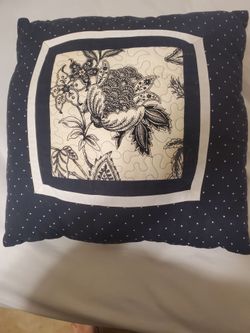 Navy Floral Patchwork Throw Pillow