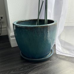 Blue Glazed Planter Pot