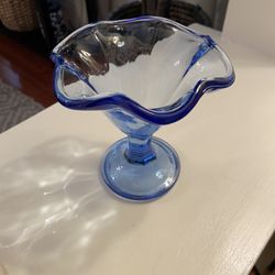 Vintage Italian Glass Blue Parfait Dish