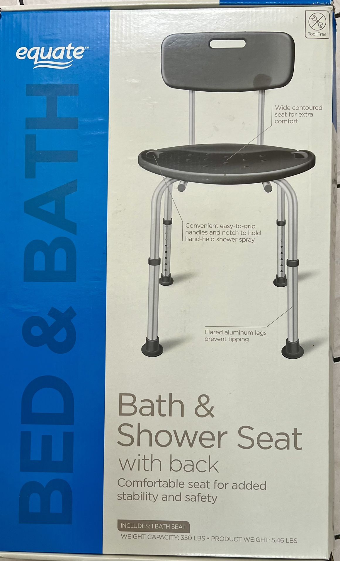 Equate Bath & Shower Seat with Back