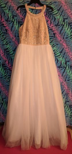 Windsor Brand New Khaki & White Bean Ruffles Gown
