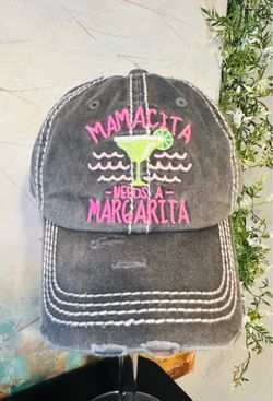Women’s Gray Kbethos Mamacita Needs a Margarita Distressed Vintage Baseball Cap