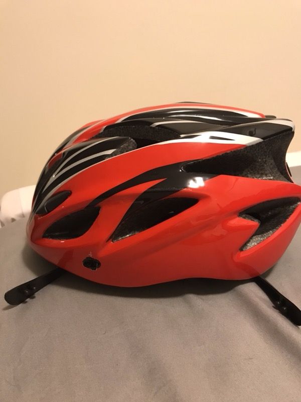 Red black white bike helmet - New