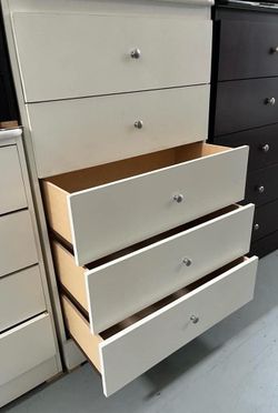 Mdfwood 5 drawer white with rails