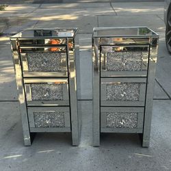 Mirrored Nightstands End Tables 