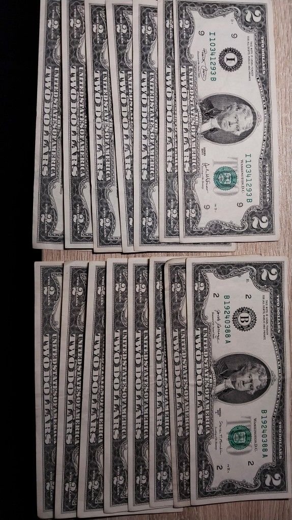 Mint 15 $2.00 Bills.