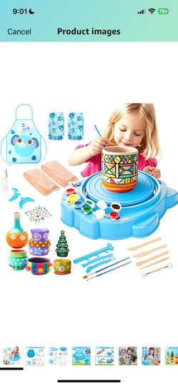 Adjustable Speed Pottery Wheel Kit STEM Art Toy for Kids 6-12, 3-Speed Motor with Air-Dry Clay & Tools Creative Birthday Gifts, Craft Kits for Girls &