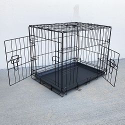$30 (New) Folding 24” dog cage 2-door folding pet crate kennel w/ tray 24”x17”x19” 
