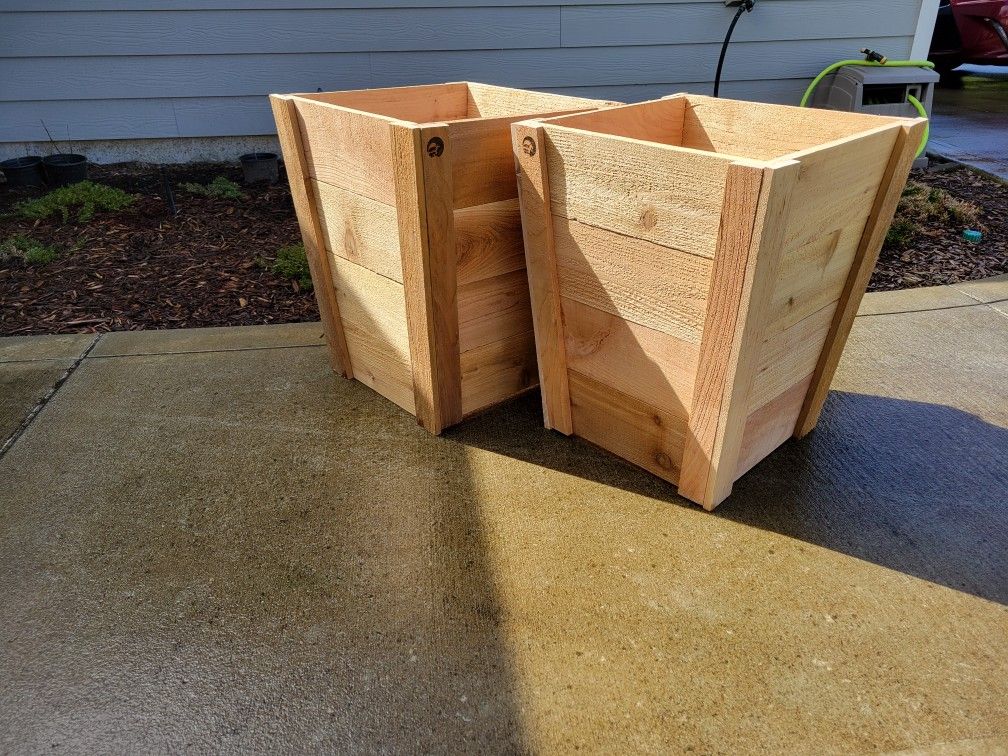 Two Solid Cedar Planter Boxes