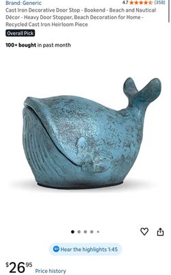 Cast Iron Decorative Door Stop - Bookend - Beach and Nautical Décor - Heavy Door Stopper, Beach Decoration for Home - Recycled Cast Iron Heirloom Piec