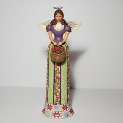 Jim Shore Angel Figurine Basket of Beauties 11.25" Spring